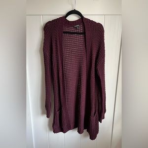 Express Long Maroon Burgundy Cardigan Large
